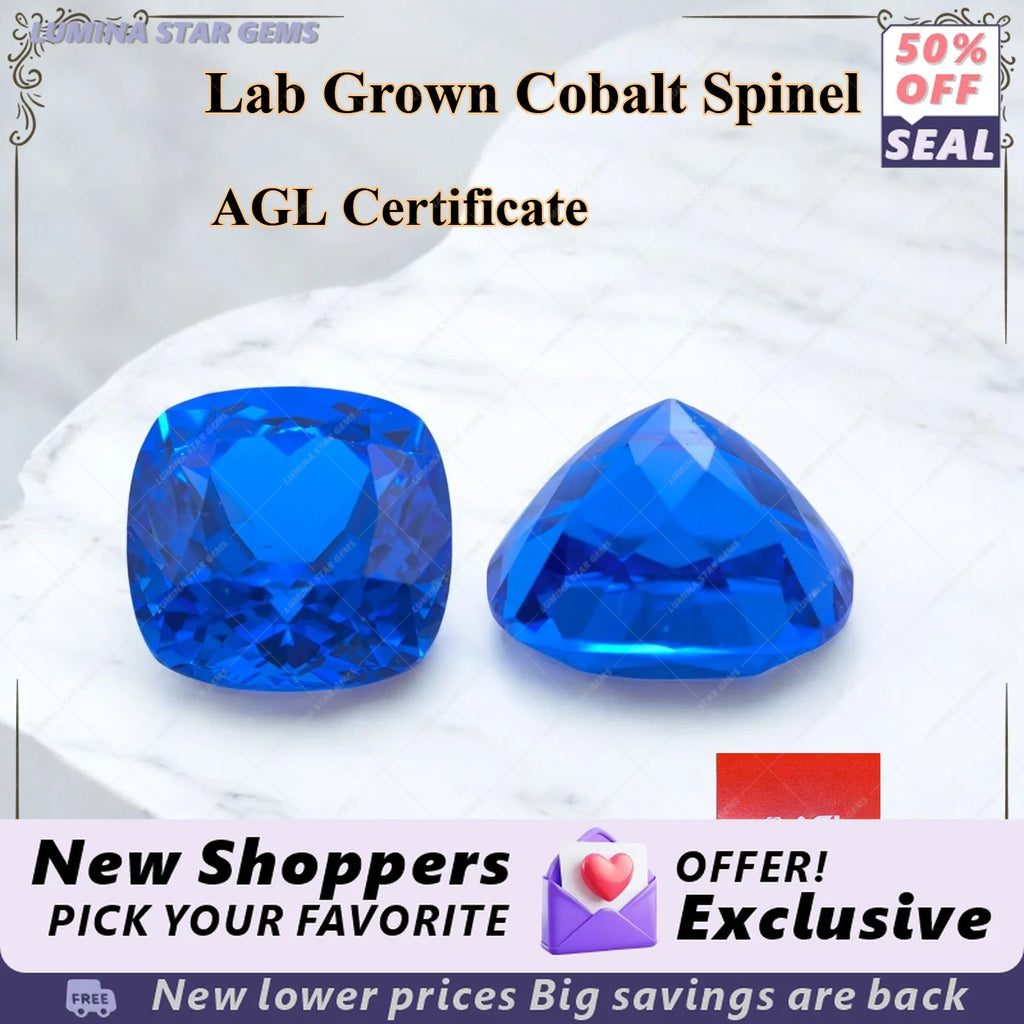 TOPTLab Grown Cobalt Spinel Cushion Cut Gemstone For Jewelry DIY  Making Main Materials Selectable Certificate