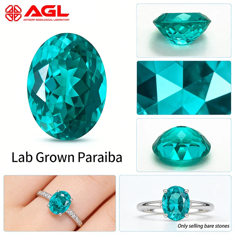 Lab Grown Paraiba Gemstone Pear Cut Neon Blue Color for DIY Charms Jewelry Making Main Materials Selectable AGL Certificate