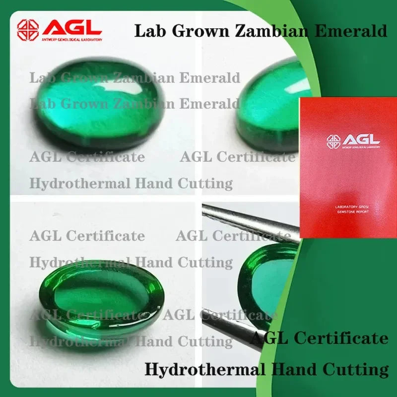 Laboratory Cultivated Zambian Emerald Gemstone for Jewelry Making Hydrothermal Grown Hand Cut Oval Round Square Emeralds with