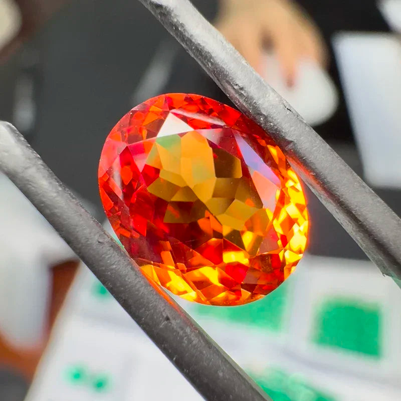 Lab Grown Sapphire Orange Color Oval Cut Top Quality Gemstones Charm Beads for Jewelry Making Selectable AGL Certificate