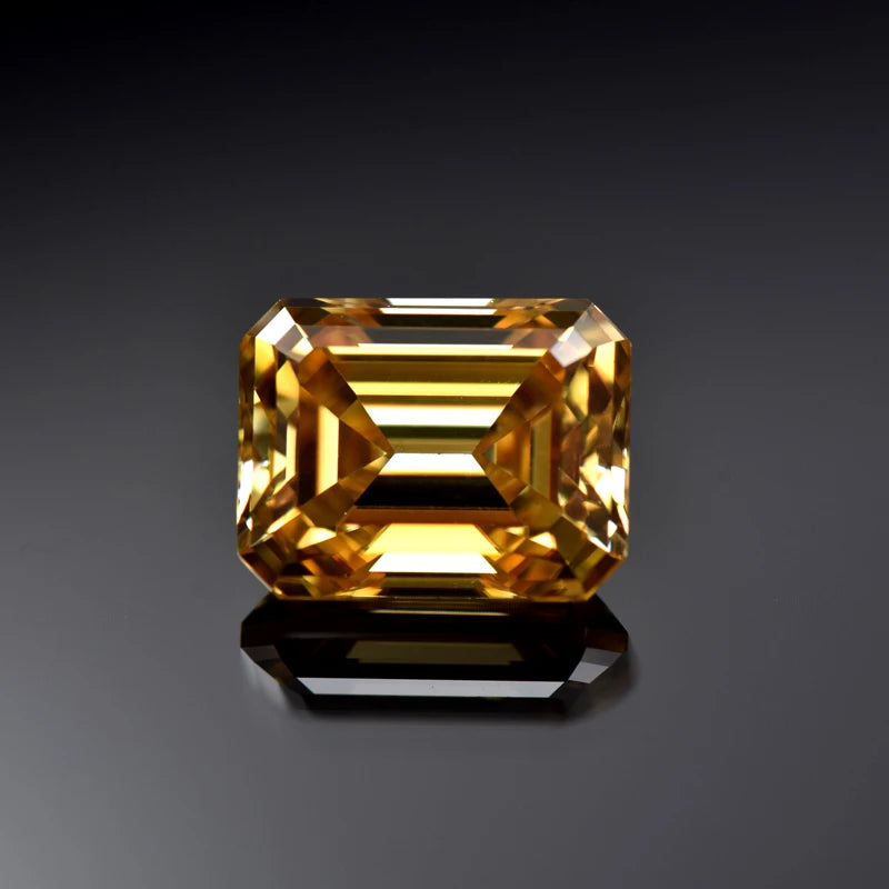 Emerald Cut Moissanite Stone VVS1 Champagne Color Certificate DIY Jewelry Artificial Gemstone