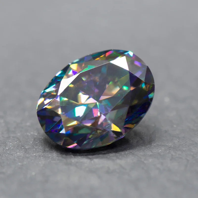 Moissanite Stone Oval Cut Rainbow Green Color VVS1 High-quality DIY Charms Jewelry Making Main Materials with Certificate