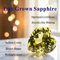 Heart Shape Canary Yellow Lab Grown Sapphire VVS1 Gemstones for Charms Diy Jewelry Making Materials Selectable AGL Certificat