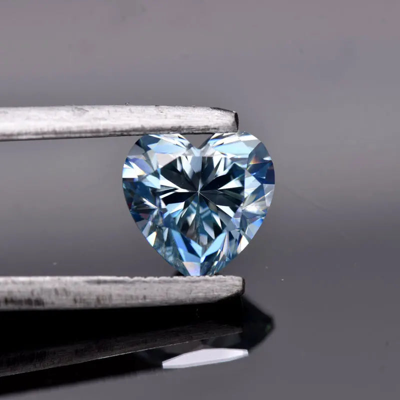 Moissanite VVS1 Artificial Stone Aquamarine Color Heart Cut with Certificate DIY Jewelry