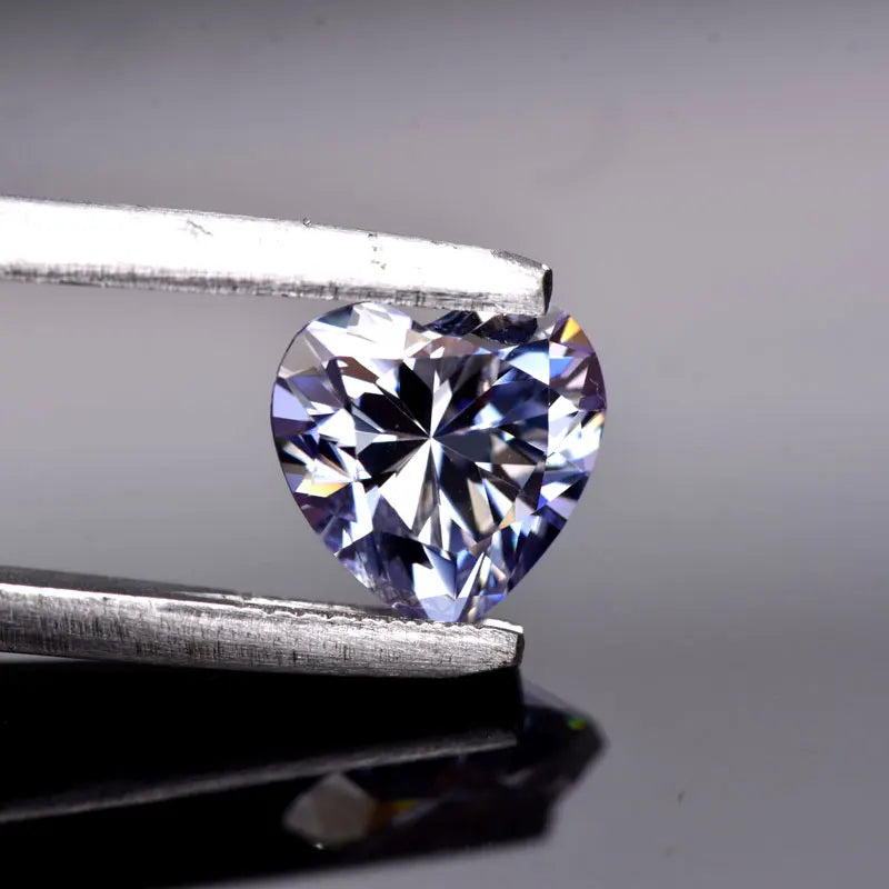 Moissanite VVS1 Artificial Stone Lavender Color Heart Cut with Certificate Factory Outlet