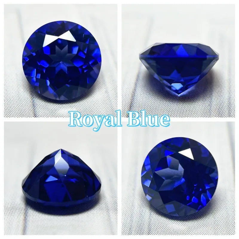 Lab Grown Sapphire Royal Blue Color Round Shape Charm Gemstones for Diy Jewelry Making Material Selectable AGL Certificate