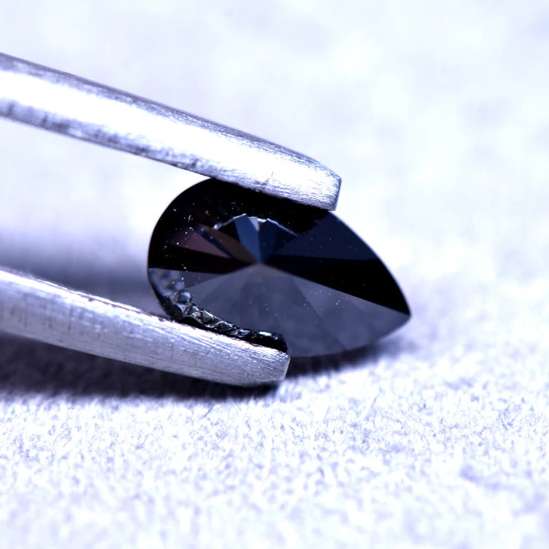 Pear Cut Black Color Moissanite Synthetic Gemstone with Certificate Extremely Shiny Quality
