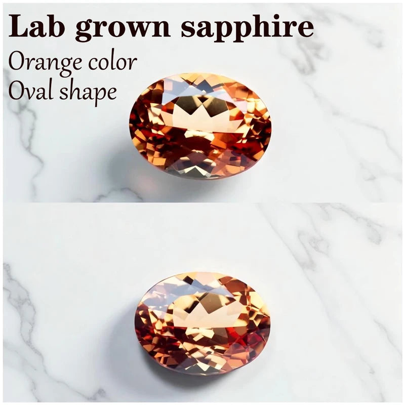 Sapphire Oval Cut Orange Color Lab Grown Gemstone VVS1 DIY Charms Jewelry Making Materials Factory Wholesale with Certificate