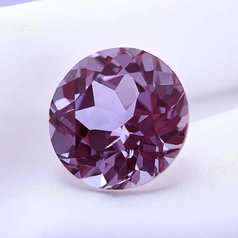 Lab Grown Alexandrite Stone Round Cut Colorful Gemstone With AGL Certificate For Jewelry Making