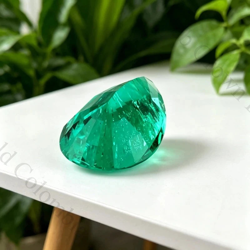 Columbia Emerald Pear Shape Synthetic Gemstone Multiple Cuts Available with Certificate