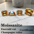 Emerald Cut Moissanite Stone VVS1 Champagne Color Certificate DIY Jewelry Artificial Gemstone