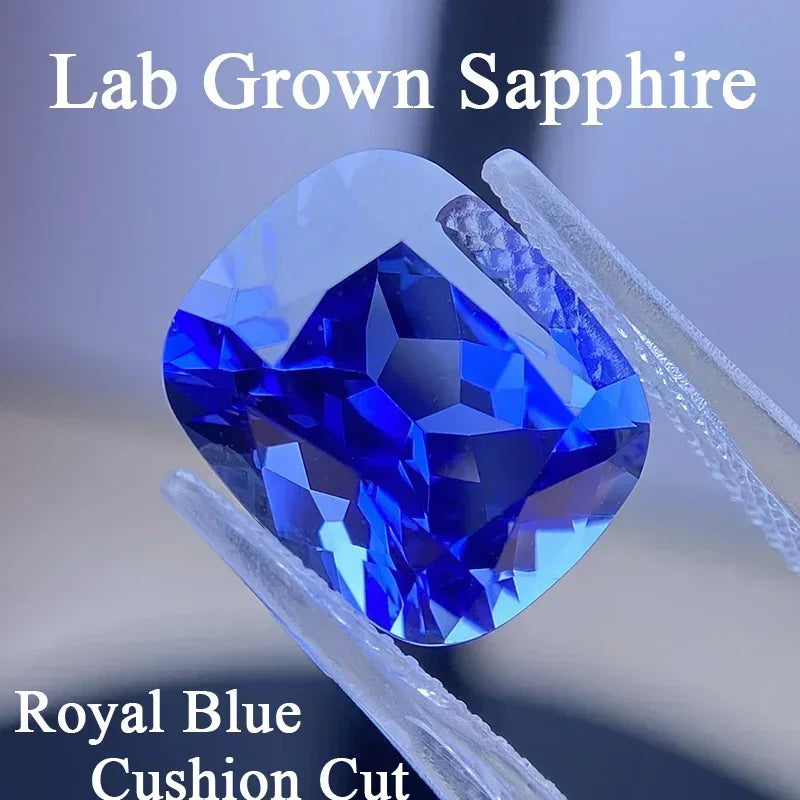 Lab Grown Sapphire Cushion Cut Royal Blue Color for DIY Jewelry Making Ring Necklace Main Materials Selectable AGL Certificate