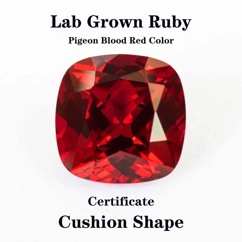 Pigeon Blood Red Color Wholesale Lab Grown  Shape Ruby Cushion Beads for Jewelry Making DIY Ring Necklace Materials Selectable