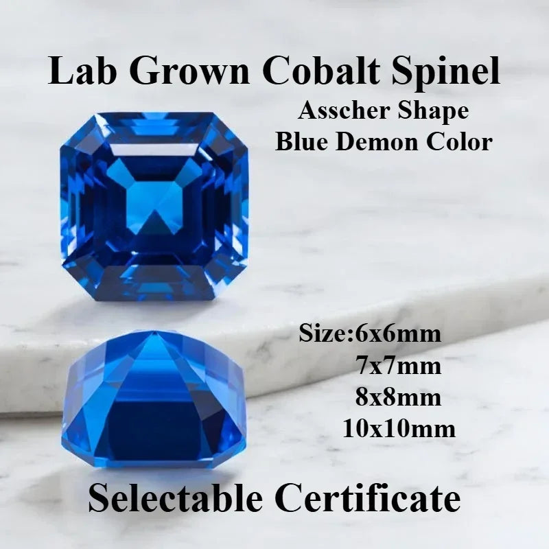 TOPLab Grown Cobalt Spinel Asscher Shape Blue Color Gemstone for DIY Ring Necklace Earrings Making Materials Selectable Certific