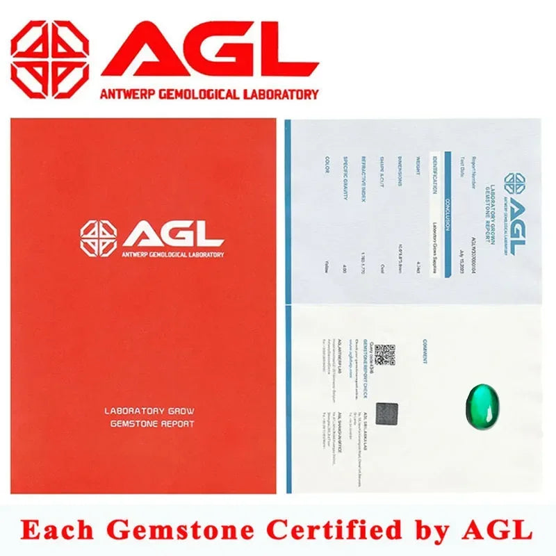 Lab Grown Zambian Emeralds Oval Shape Smooth Surface with Cracks Inclusions Inside Selectable AGL Certificate