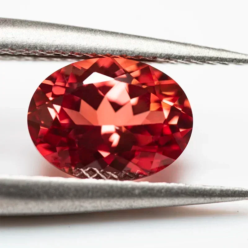 Lab Grown Sapphire Loose Stone Oval Shape Sunset Red Color Charms Beads for DIY Jewelry Making Material Selectable AGL Certifica