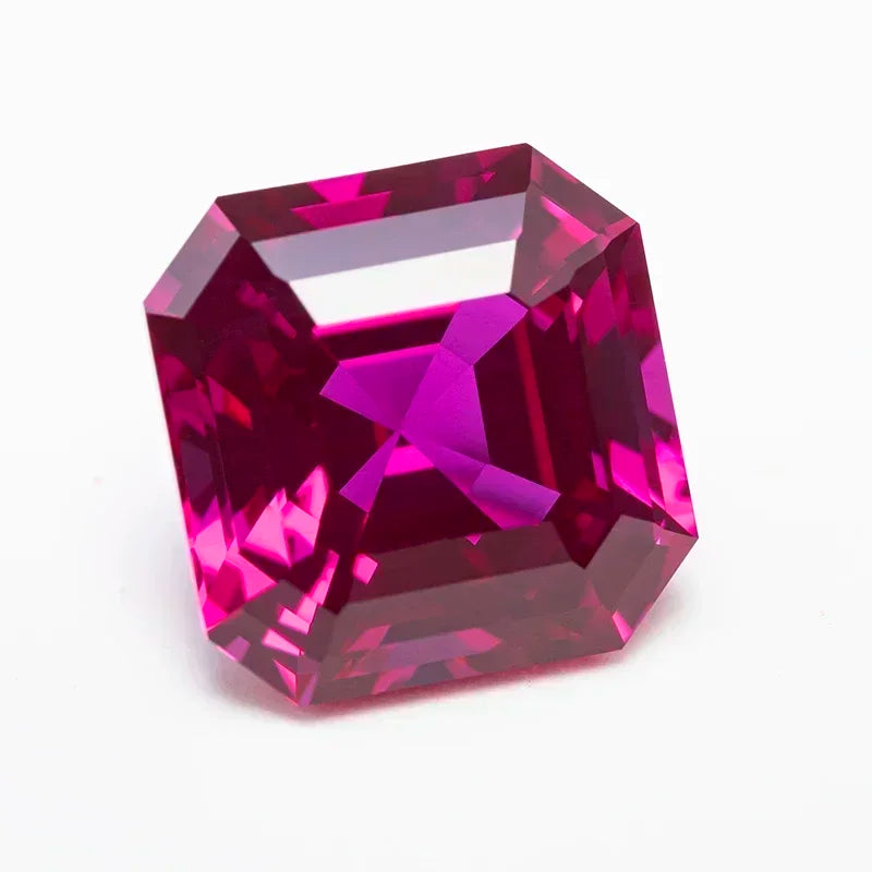 Square Asscher Cut Rubellite Lab Grown Ruby VVS1 Gemstone Charms DIY for Jewelry Making Materials Selectable AGL Certificate