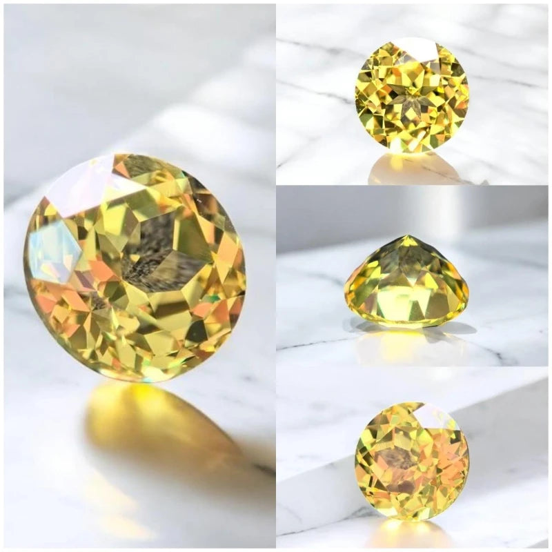 Lab Grown Sapphire Round Shape Yellow Color VVS1 DIY Charms Jewelry Making Materials with Certificate Factory Wholesale Price