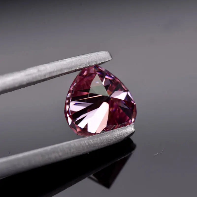 Moissanite VVS1 Artificial Stone Pink Color Heart Cut with Certificate Wholesale