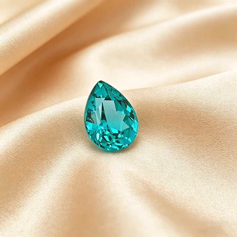 Lab Grown Paraiba Gemstone Pear Shape Loose Gemstones For Jewelry Making Setting Multi Shapes Available