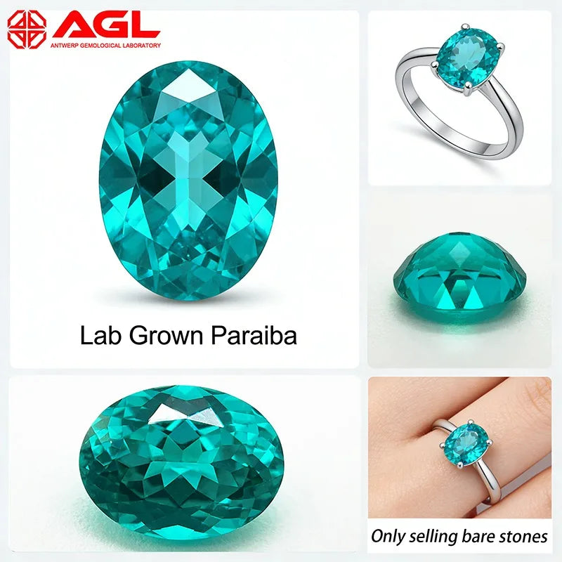 Lab Grown Paraiba Cushion Cut Gemstone for DIY Advanced Jewelry Making Inlay Ring Necklace Bracelet Selectable AGL Certificate