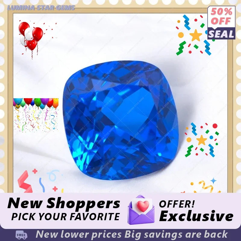 TOPTLab Grown Cobalt Spinel Cushion Cut Synthetic Gemstone