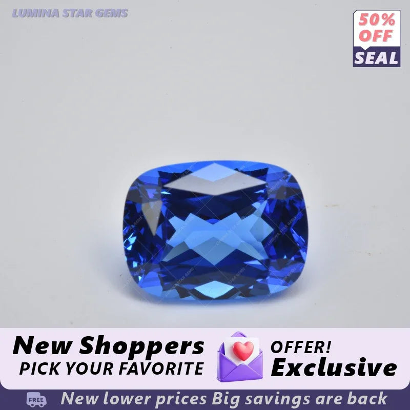 TOPTRectangular Cushion Shape Blue Demon Color  Lab Grown Cobalt Spinel