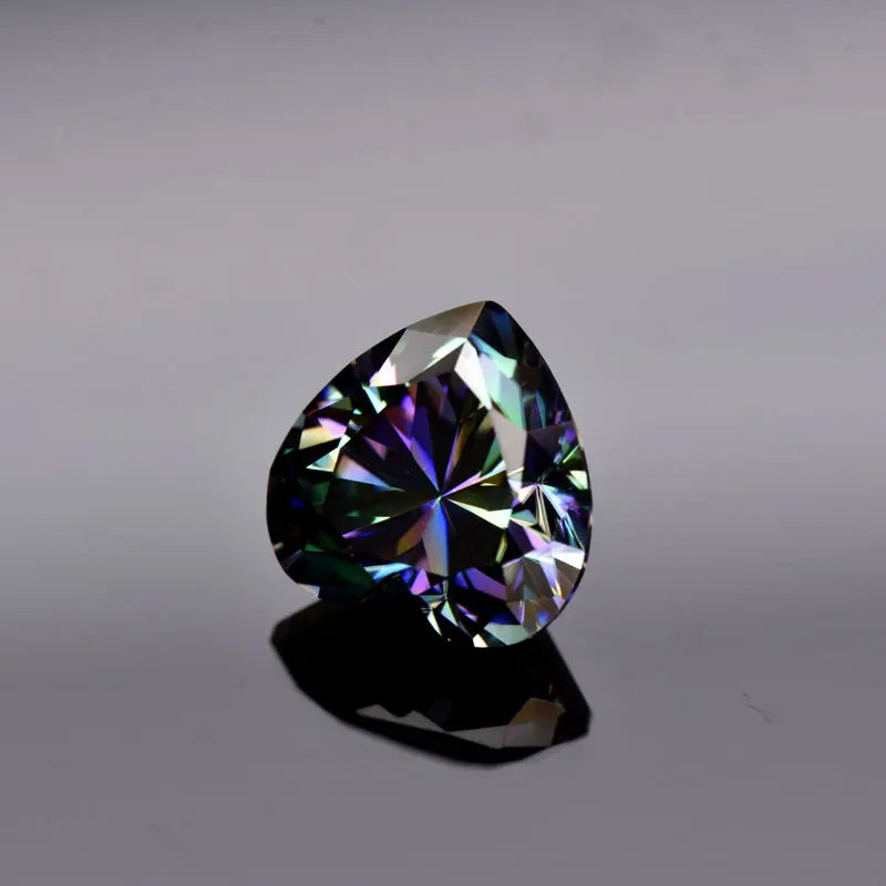 Moissanite VVS1 Artificial Stone Rainbow Green Color Heart Cut with Certificate Factory Outlet