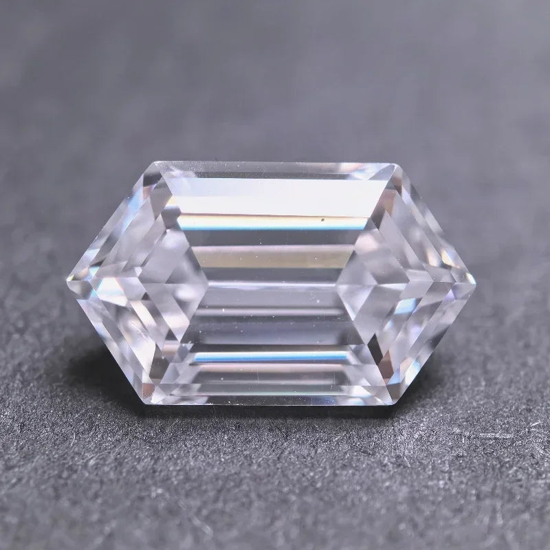 Moissanite Stone D Color Long Hexagon Shape Special Cut Lab Grown Gemstone for DIY Charms Jewelry Making with Certificate
