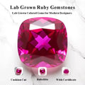 Square Cushion Shape Rubeliite Colour Lab Grown Ruby  VVS1 Charm Beads for Diy Jewelry Making Pendant Selectable AGL Certificate