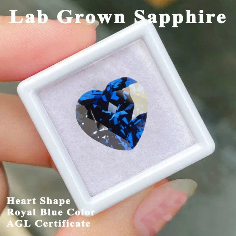 A-Lab Grown Sapphire Heart Shape Royal Blue DIY Jewelry Production Main Materials Selectable AGL Certificate