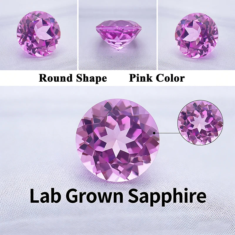 Lab Grown Pink Sapphire Gemstone Round Cut for Jewelry Making Setting Crafting DIY Engagement Rings Wedding Bands Lab Created