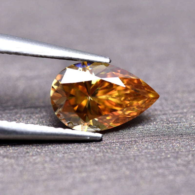 Pear Cut Champagne Color Moissanite Synthetic Gemstone with Certificate Factory Wholesale Price