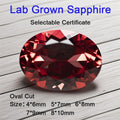 Lab Grown Sapphire Loose Stone Oval Shape Sunset Red Color Charms Beads for DIY Jewelry Making Material Selectable AGL Certifica