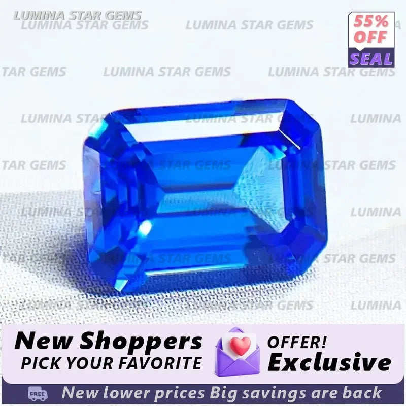 TOPLab Grown Cobalt Spinel Blue Gemstone Emerald Cut VVS1 for Lab Grown Sapphire Jewelry Making Materials DIY Wholesale