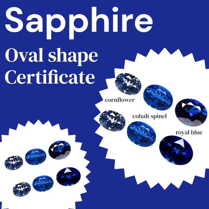 Synthetic Gemstone Sapphire and Cobalt Spinel Royal Blue Oval Cut Hand Cutting Selectable with Certificate