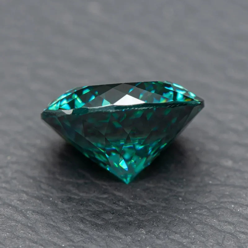 Moissanite Stones 100 Faces Cut Emerald Green Primary Colours Round Shape with Certificate DIY Jewelry Making Materials