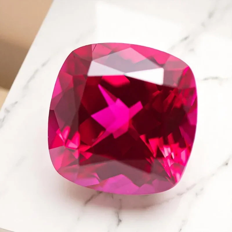 Square Cushion Shape Red Color Lab Grown Ruby Gemstone for Charms Diy Jewelry Making Necklace Ring Selectable AGL Certificate