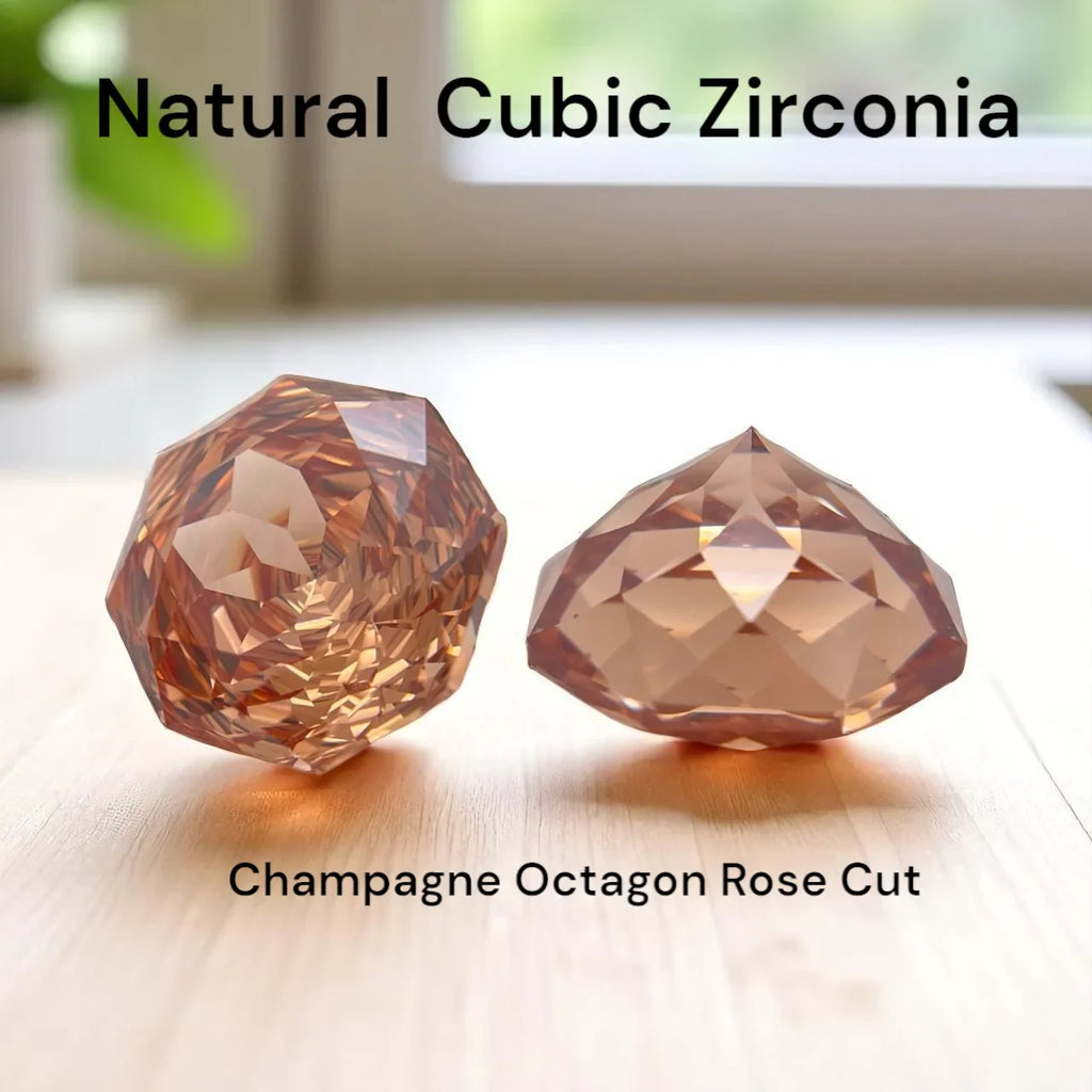 New Cubic Zirconia Octagon Rose Cut Champagen Gemstone Loose Stone For Pendant Earring Jewelry Making