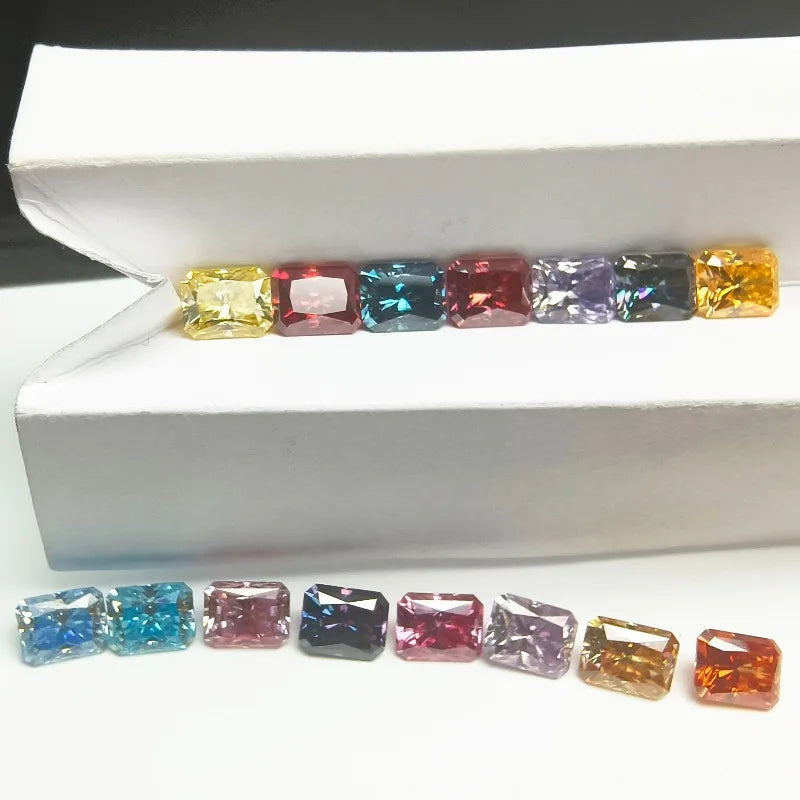 Moissanite Gemstone Radiant Cut Lemon Yellow Color Lab Grown Diamond for Diy Charms Jewelry Making Material with Certificate