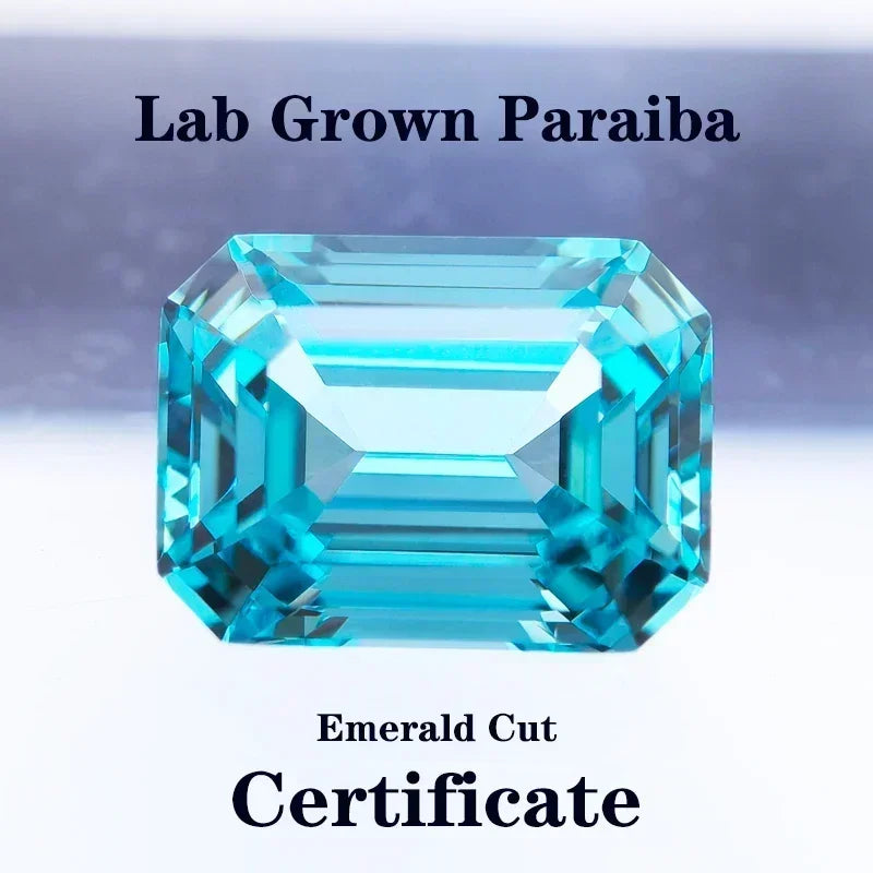Lab Grown Paraiba Charms Gemstone for Jewelry Making Emerald Cut DIY Ring Necklace Earrings Main Materials with Certificate