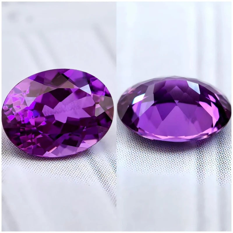 Oval Shape Lab Grown Sapphire Purplish Red Color Diy Jewelry Making Material Selectable Charms Gemstones Beads with Certificate
