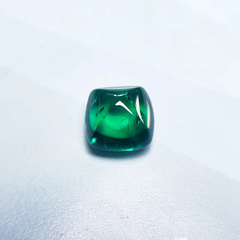 Lab Grown Zambian Emerald Square Cushion Cut Smooth Surface for DIY Jewelry Making with Natural Inclusions AGL Certificate