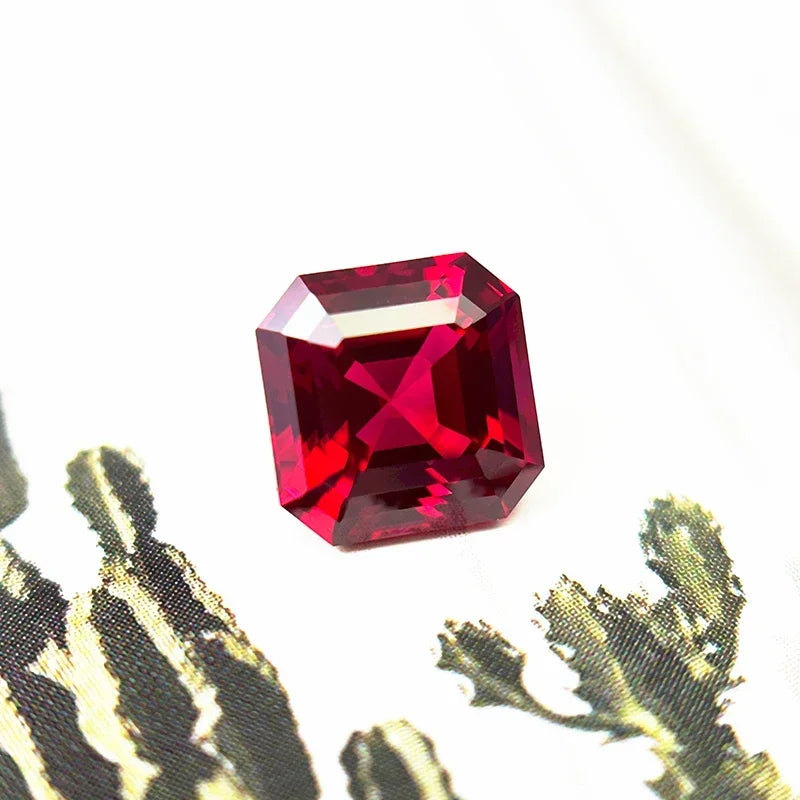 A-Lab Grown Ruby Asscher Cut Ruby Color DIY Charms Jewelry Making Main Materials Selectable AGL Certificate