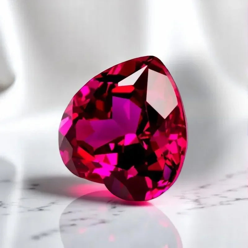 Rubellite Color Lab Grown Ruby Heart Cut Extremely Shiny Quality DIY Charms Ring Necklace Earrings Materials Certificate