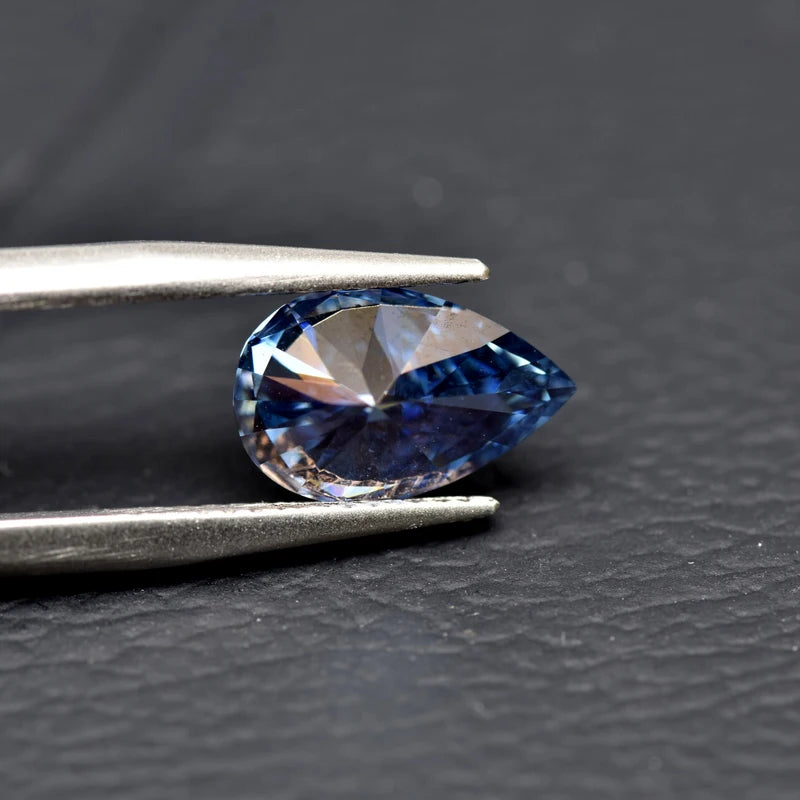 Pear Cut Sapphire Blue Color Moissanite Synthetic Gemstone with Certificate High Quality
