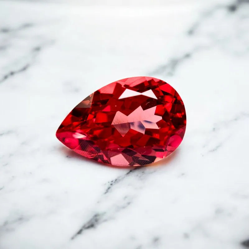 Pear Cut Lab Grown Sapphire Sunset Red Color for Charms for Jewelry Making with Certificate Wholesale Extremely Shiny Quality