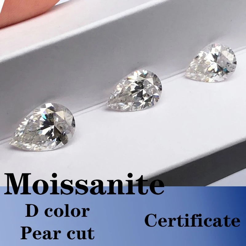 Pear Cut D Color Moissanite Synthetic Gemstone with Certificate Wholesale