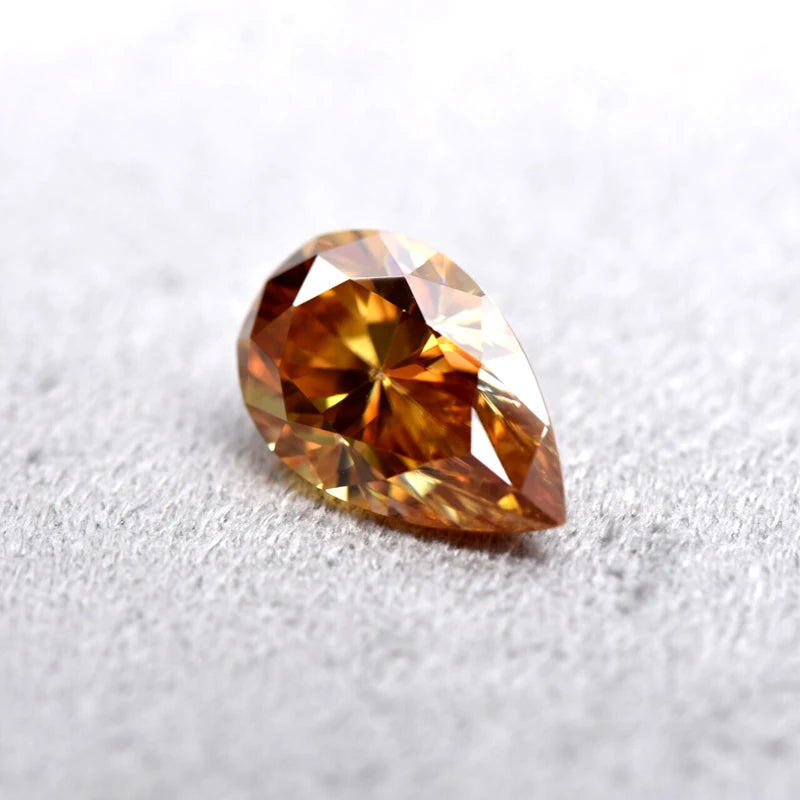 Pear Cut Champagne Color Moissanite Synthetic Gemstone with Certificate Factory Wholesale Price