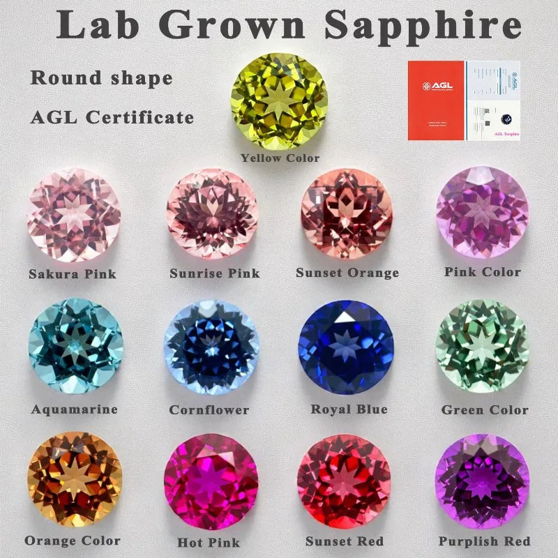 Lab Grown Sapphire Royal Blue Color Round Shape Charm Gemstones for Diy Jewelry Making Material Selectable AGL Certificate